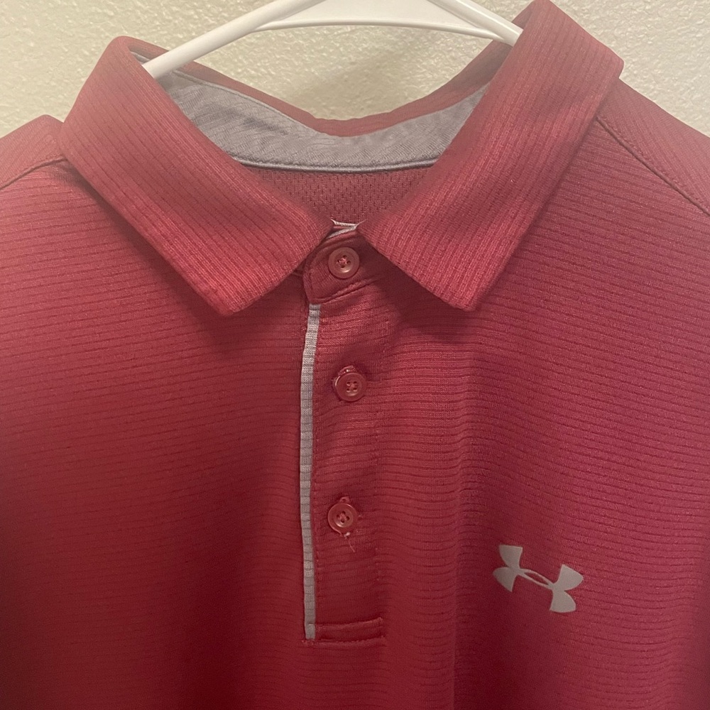 Maroon Under Armor Golf Polo